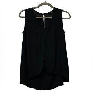 Madewell v-neck sleeveless blouse top, black, XXS